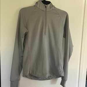 Nike Women's Gray Running/Fitness Hooded 1/4 Zip Fleece Lined Jacket MEDIUM